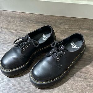 Dr. Martens Black Leather Oxfords with Yellow Stitching size 5.5